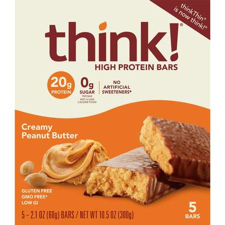 Thinkthin thinkThin High Protein Creamy Peanut Butter Bars, PK120 1074671